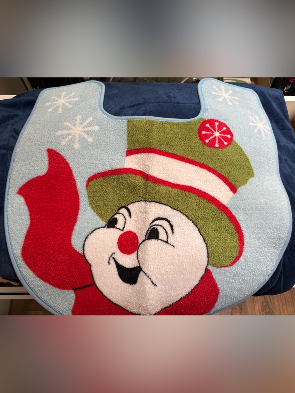 Festive Snowman Holiday bathroom set - Light Blue, Red & Green